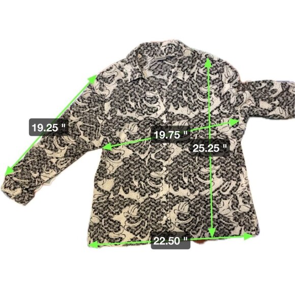 Chico's White Black Eyelet Lightweight Patterned Jacket Sz XL - Picture 7 of 8